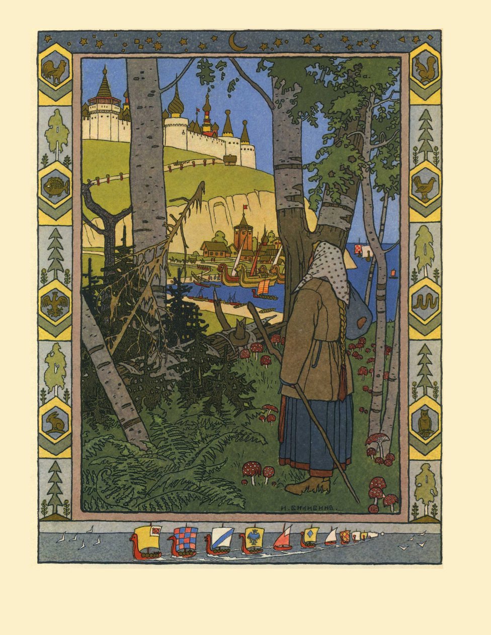 Illustration pour le conte de fées La Plume de Finist le Faucon, 1901-1902 - Ivan Yakovlevich Bilibin