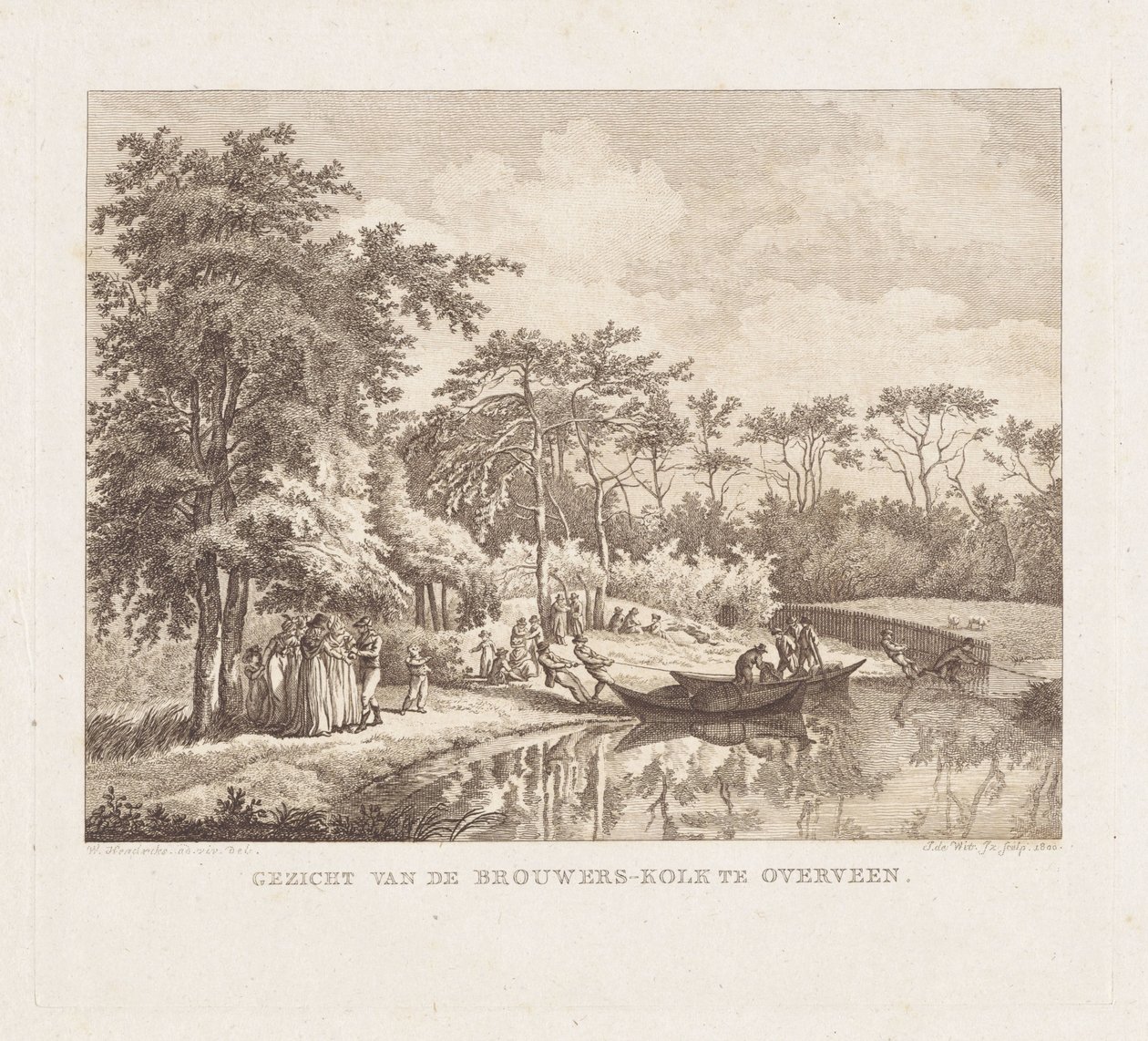 Groupe au bord du lac Brouwerskolk à Overveen. Vue de la Brouwers-Kolk à Overveen - Izaak Jansz. de Wit