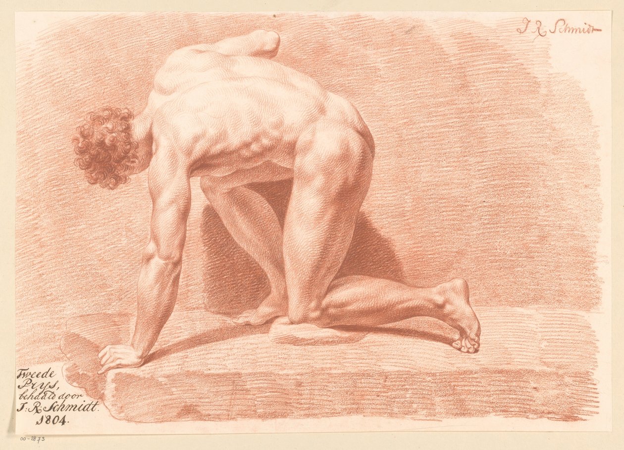 Homme nu agenouillé, vu de côté (2e prix 1804) - Izaak Riewert Schmidt