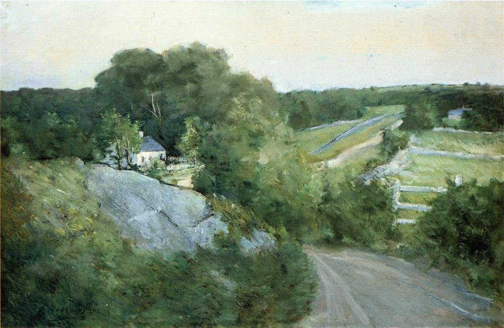 Collines vertes et terres agricoles - J. Alden Weir