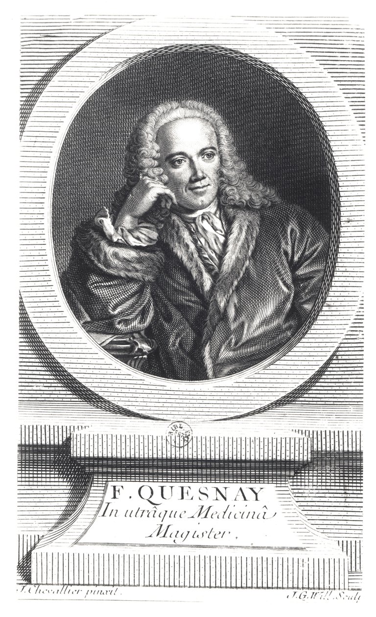 Portrait de François Quesnay (1694-1774) gravé par Johan Georg Wille (1715-1808) - J. Chevallier