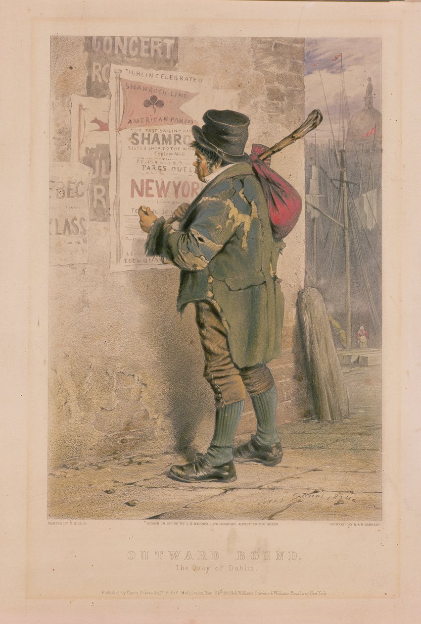 En route, le quai de Dublin, gravé par T.H. Maguire, 1854 - J Nicol