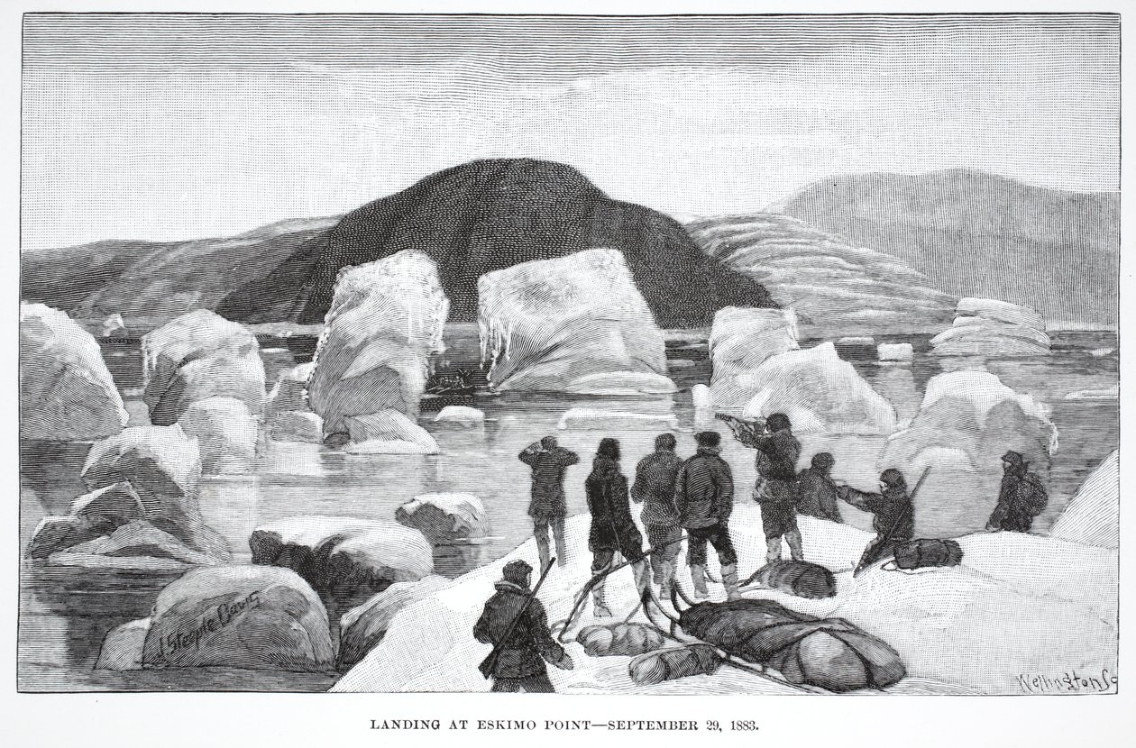 Débarquement à Eskimo Point, 29 septembre 1883, Pub. Londres 1886 - J. Steeple Davis