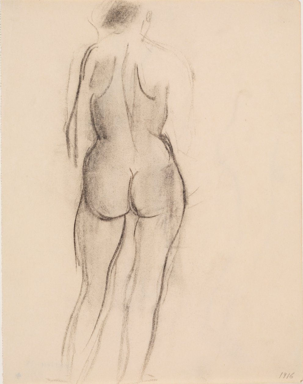 Modèle féminin debout, vu de dos - J.A. Jerichau
