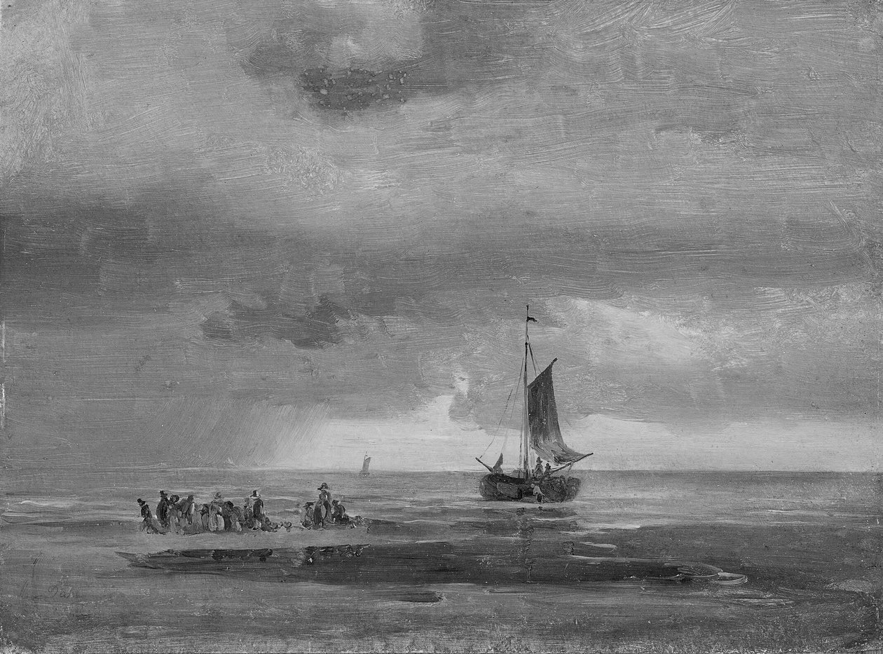 Plage plate au coucher du soleil - Johan Christian Dahl