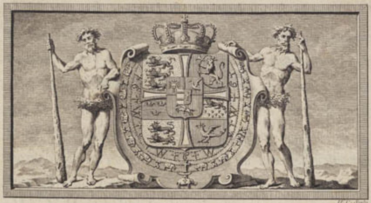 Les armoiries danoises avec des hommes sauvages comme supports de bouclier - J.F. Clemens