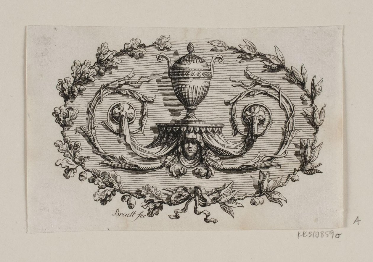 Un vase à deux anses, entouré de feuillages - J.F. Clemens