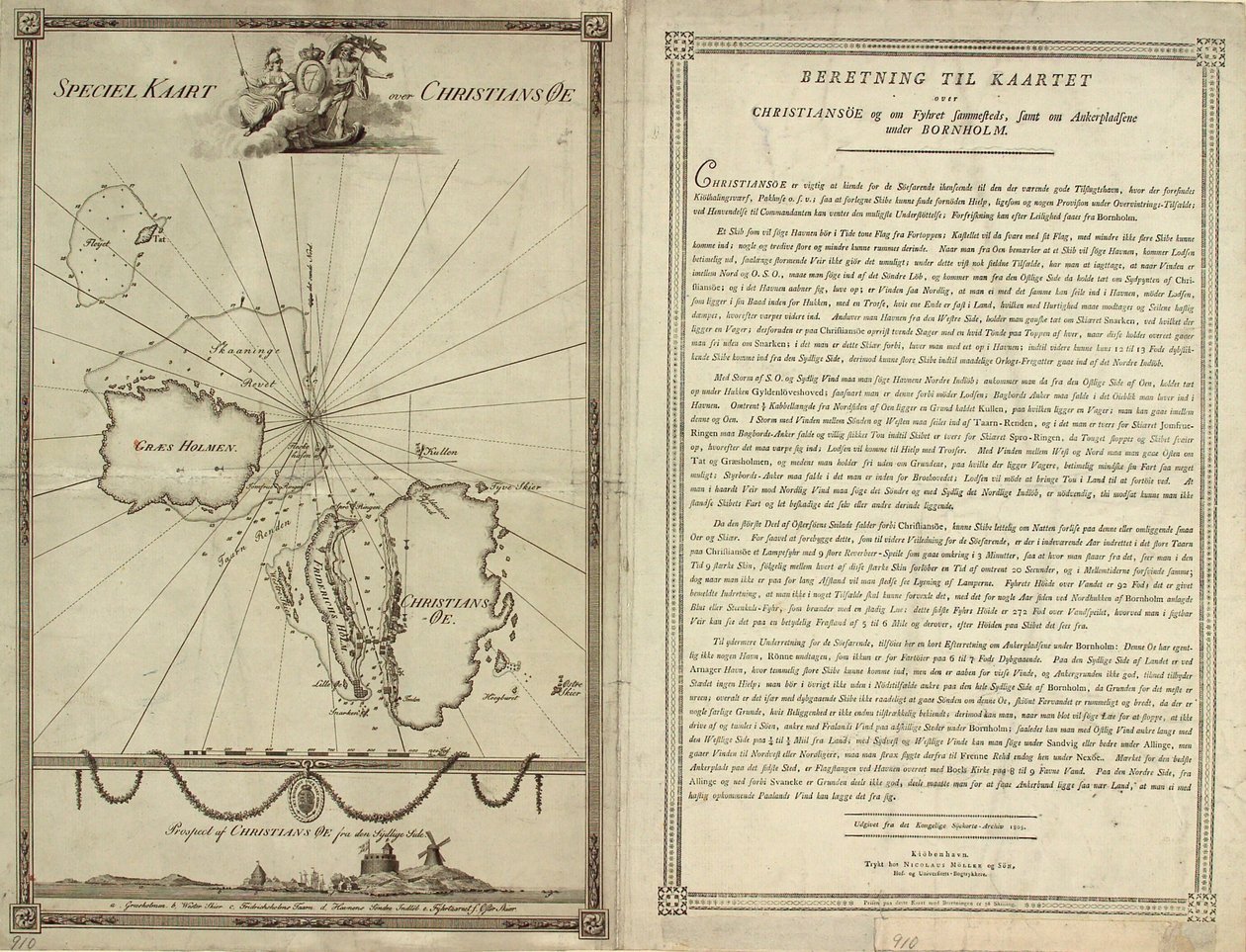 Carte de Christiansø avec texte - J.F. Clemens