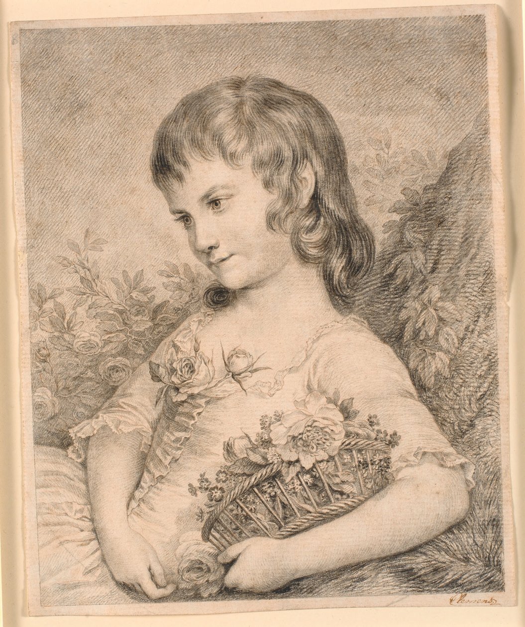Petite fille avec un panier de fleurs (Octavie Diodati) - J.F. Clemens