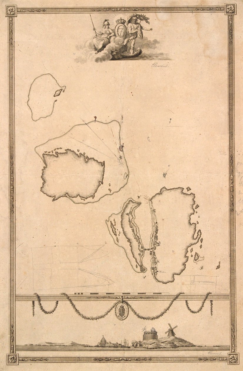 Titre-vignette et prospectus pour la carte de Christiansø - J.F. Clemens