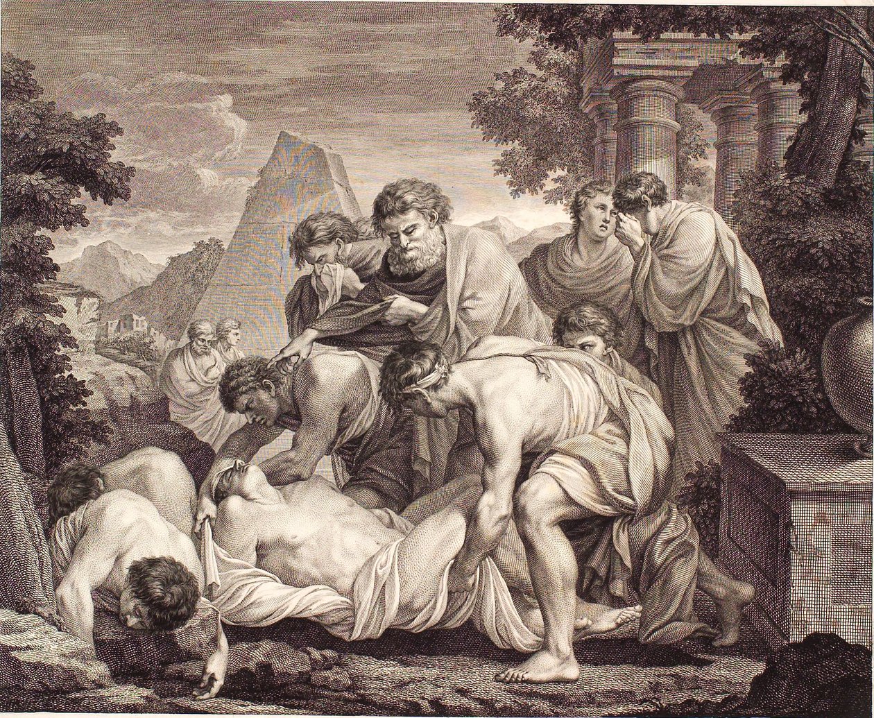 Tobias fait enterrer les morts pendant la peste - J.F. Clemens
