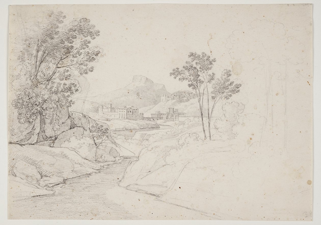 Étude de paysage avec des bâtiments près d