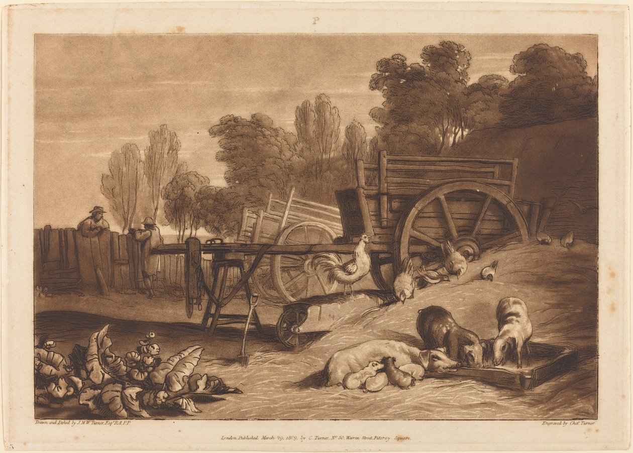 La Ferme avec le coq, publié en 1809 - Joseph Mallord William Turner