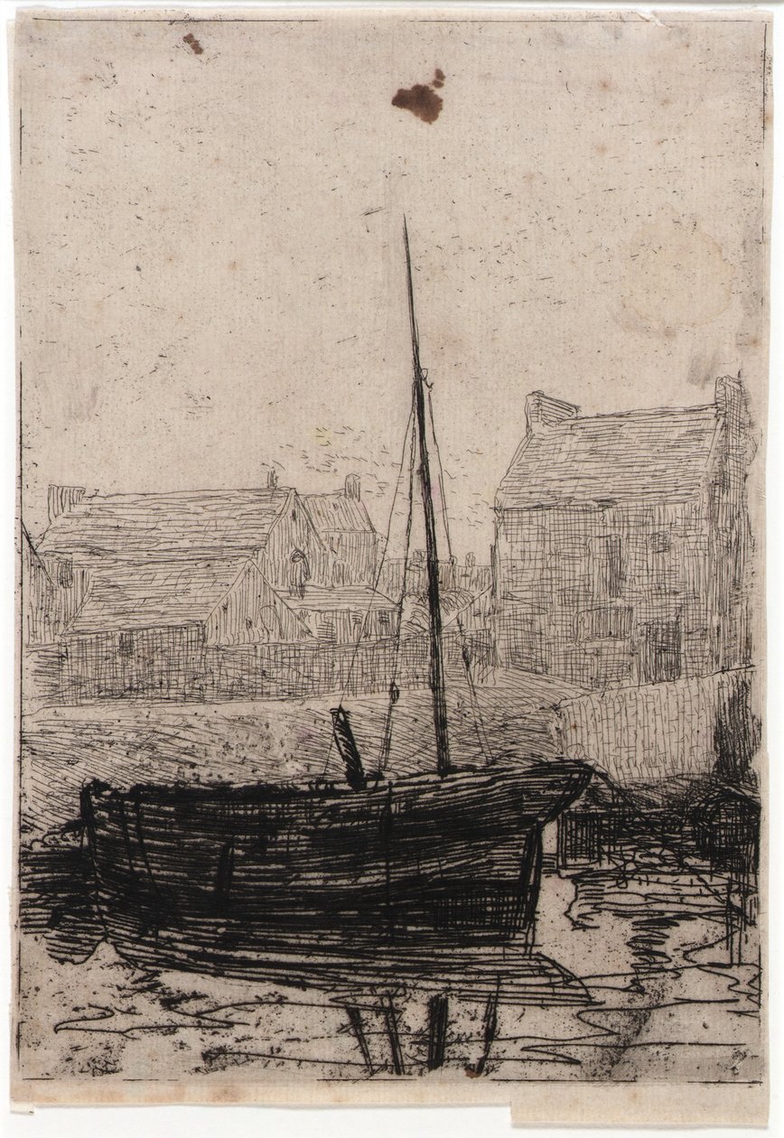 Bateau amarré--Île de Man - J. Alden Weir