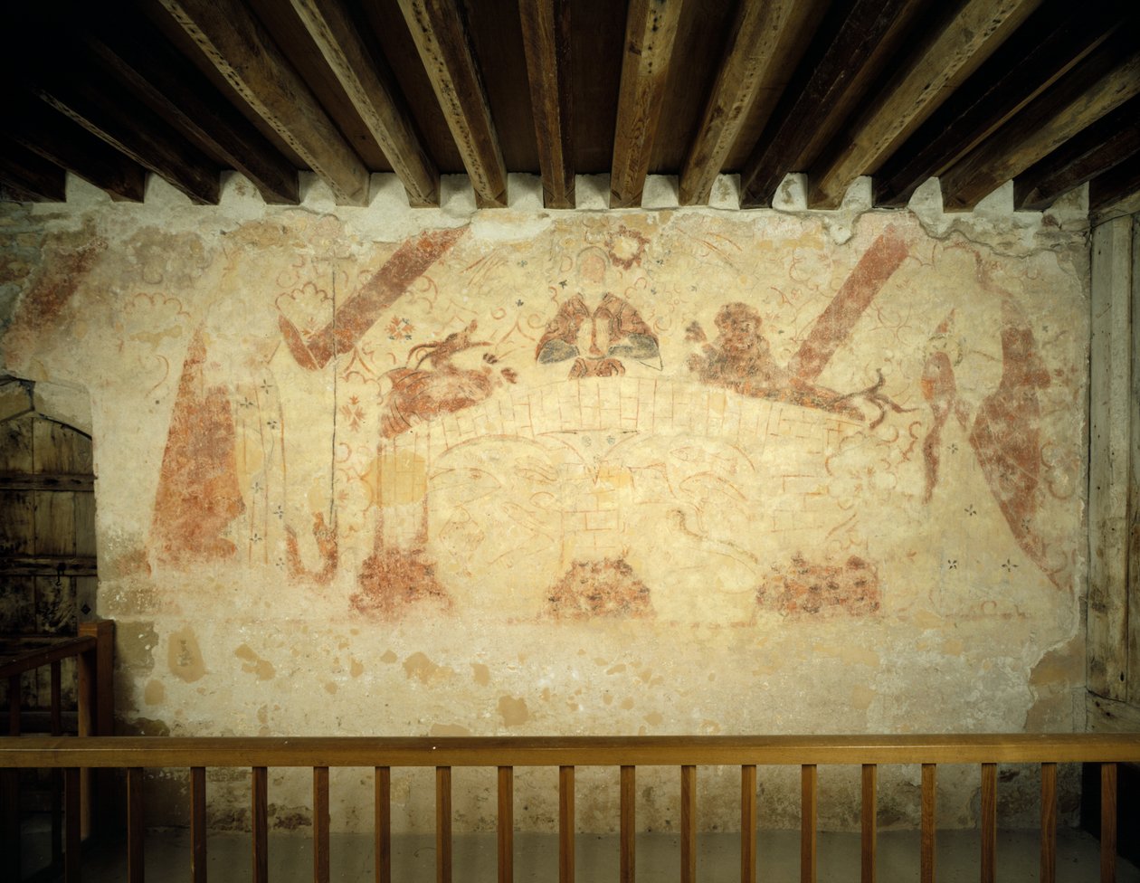 Une fresque du XVe siècle sur le mur est de la chambre peinte à l