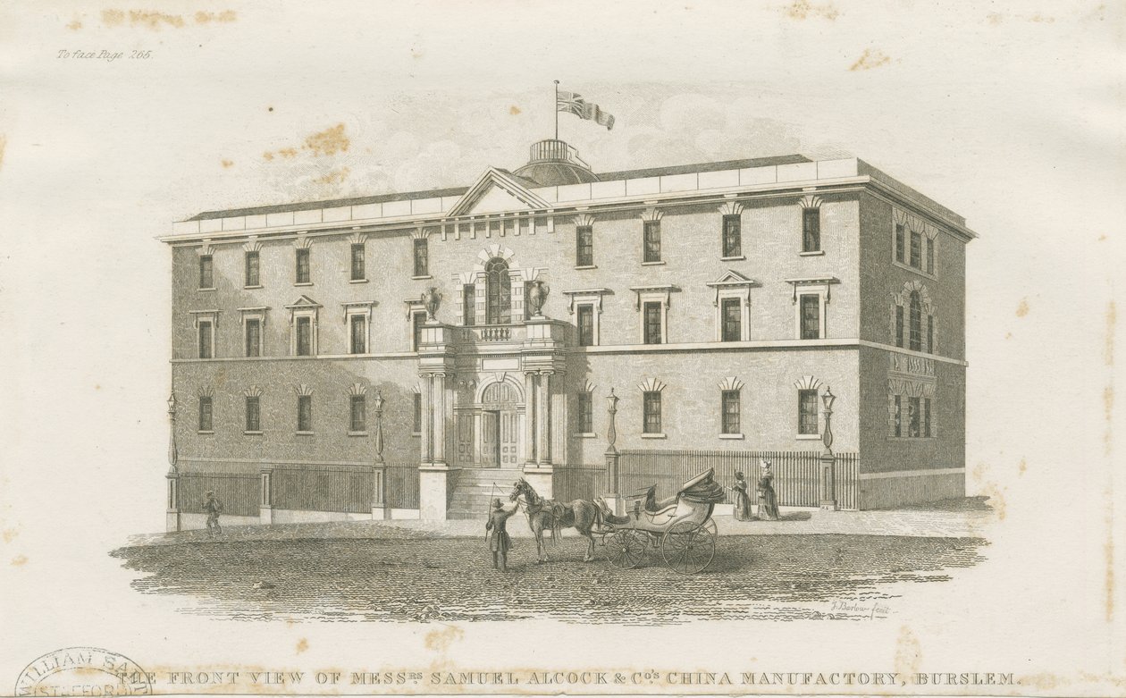 Burslem - usine de Messrs. Samuel Alcock & Cos. (gravure sur acier) - J Barlow