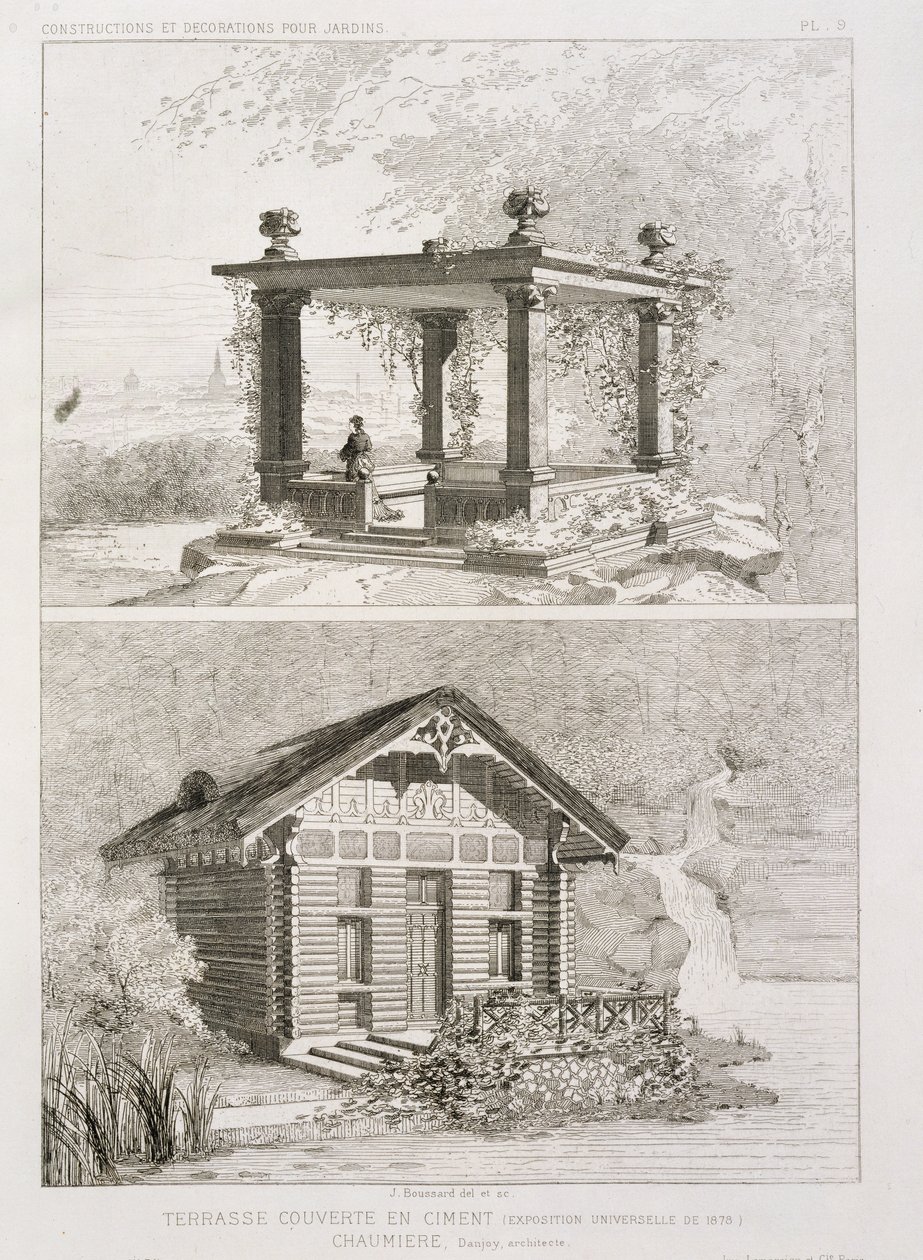 Terrasse couverte de ciment et tonnelle conçue par Danjoy, c.1880 - J. Boussard