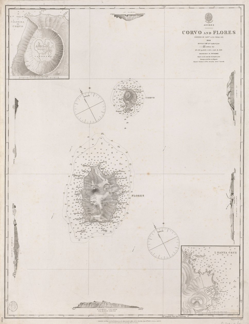 Açores Corvo et Flores. Arpenté par le Capt. A.T.E Vidal R.N 1844. - J. & C. Walker