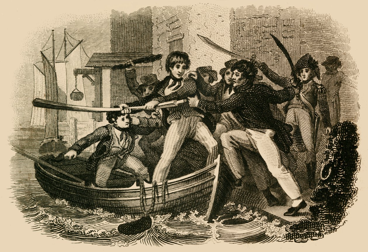 Mary Anne Talbot résistant à une presse-gang, 1822 - J. Chapman