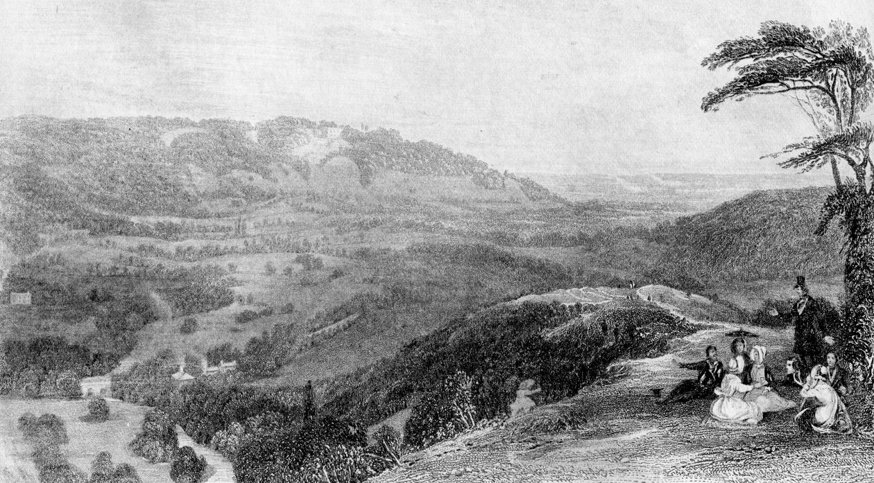 Vue de Box Hill, en direction de Norbury, Surrey, XIXe siècle - J. H. Kernot