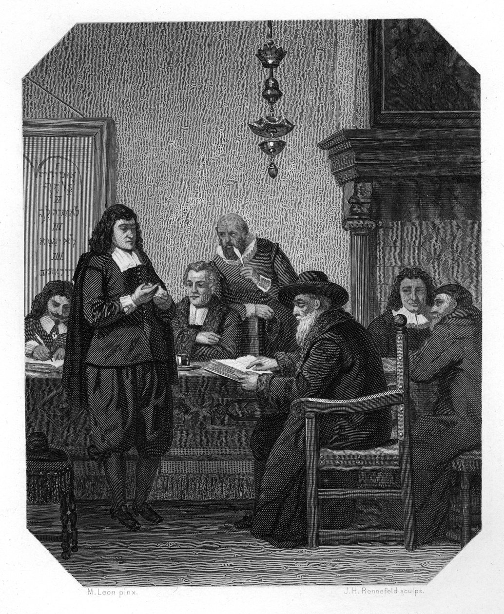Benedict Spinoza, philosophe néerlandais du 17ème siècle, vers 1870 - J. H. Rennefeld