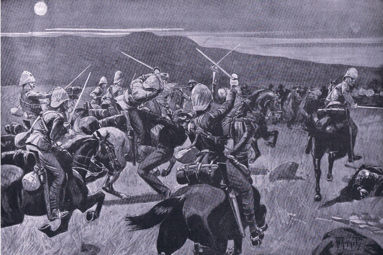 Charge au clair de lune des 19e Hussards près de Steenkampberg, illustration de 