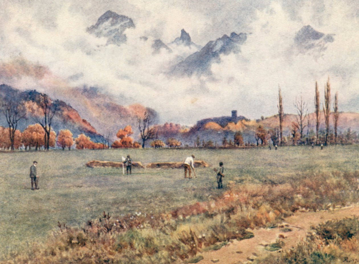 Montreux Golf Club Links at Aigle, JHL (colour litho) - J. Hardwicke Lewis