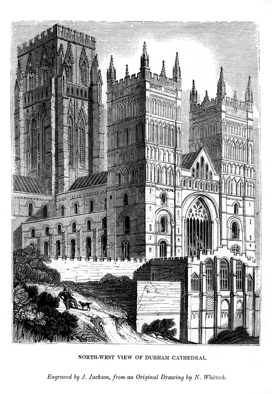 Vue nord-ouest de la cathédrale de Durham, 1843 - J. Jackson