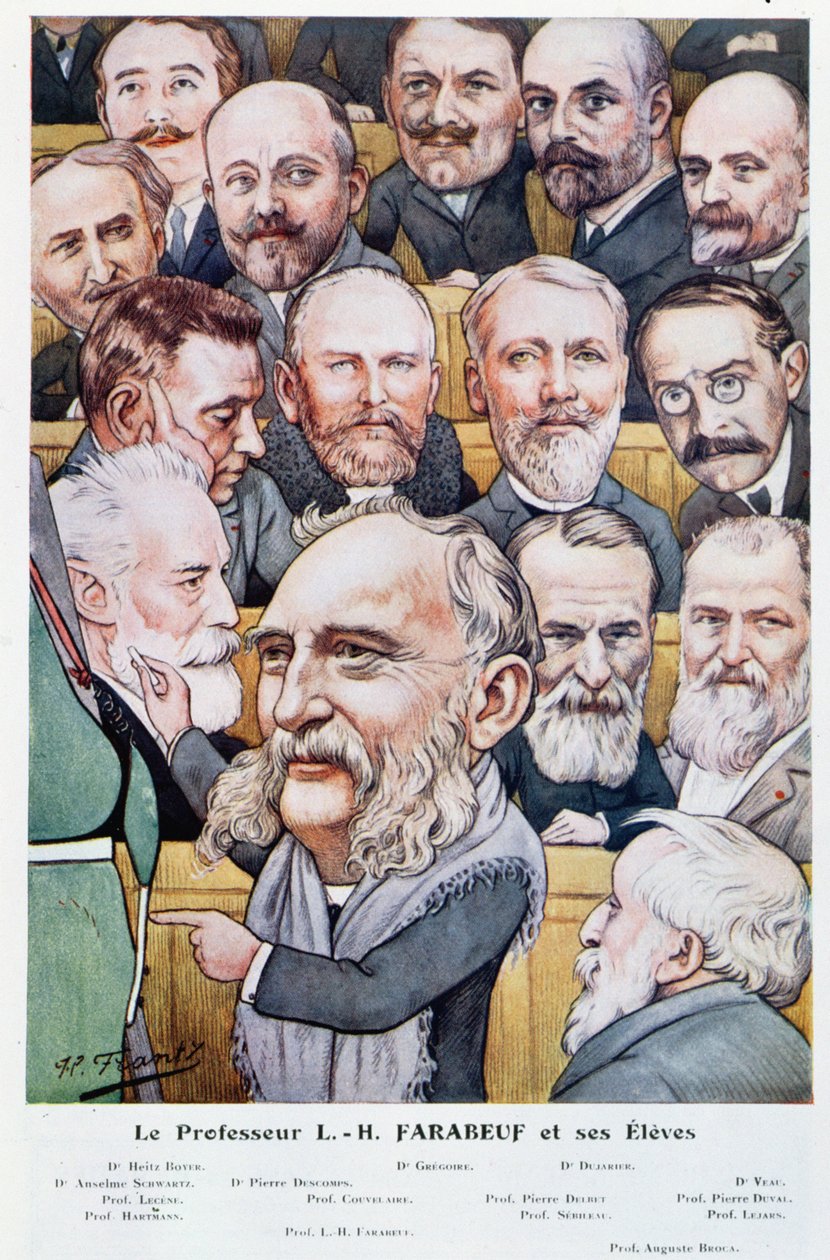 Professeur Luis Hubert Farabeuf (1841-1910) et ses étudiants, de Chanteclair, vers 1910 - J-P. Frantz