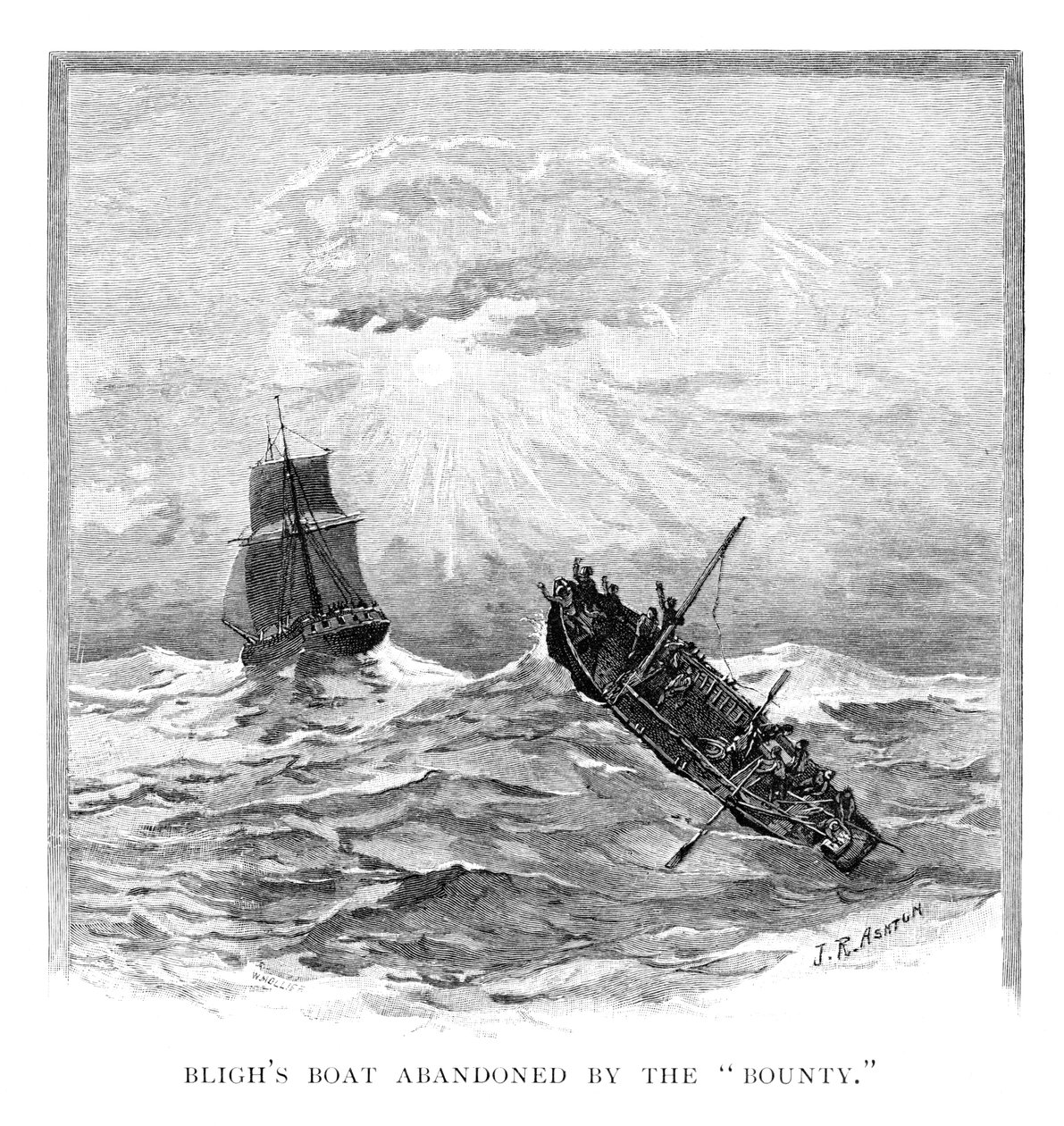 Le bateau du capitaine Bligh abandonné par le Bounty, 1789, 1886 - J. R. Ashton