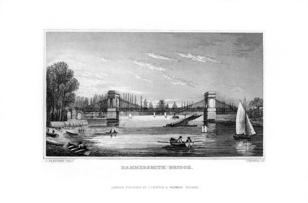 Pont de Hammersmith, Hammersmith, Londres, 1829 - J. Rogers