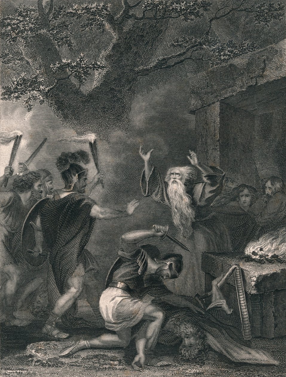 Le Massacre des druides, milieu du XIXe siècle - J. Rogers