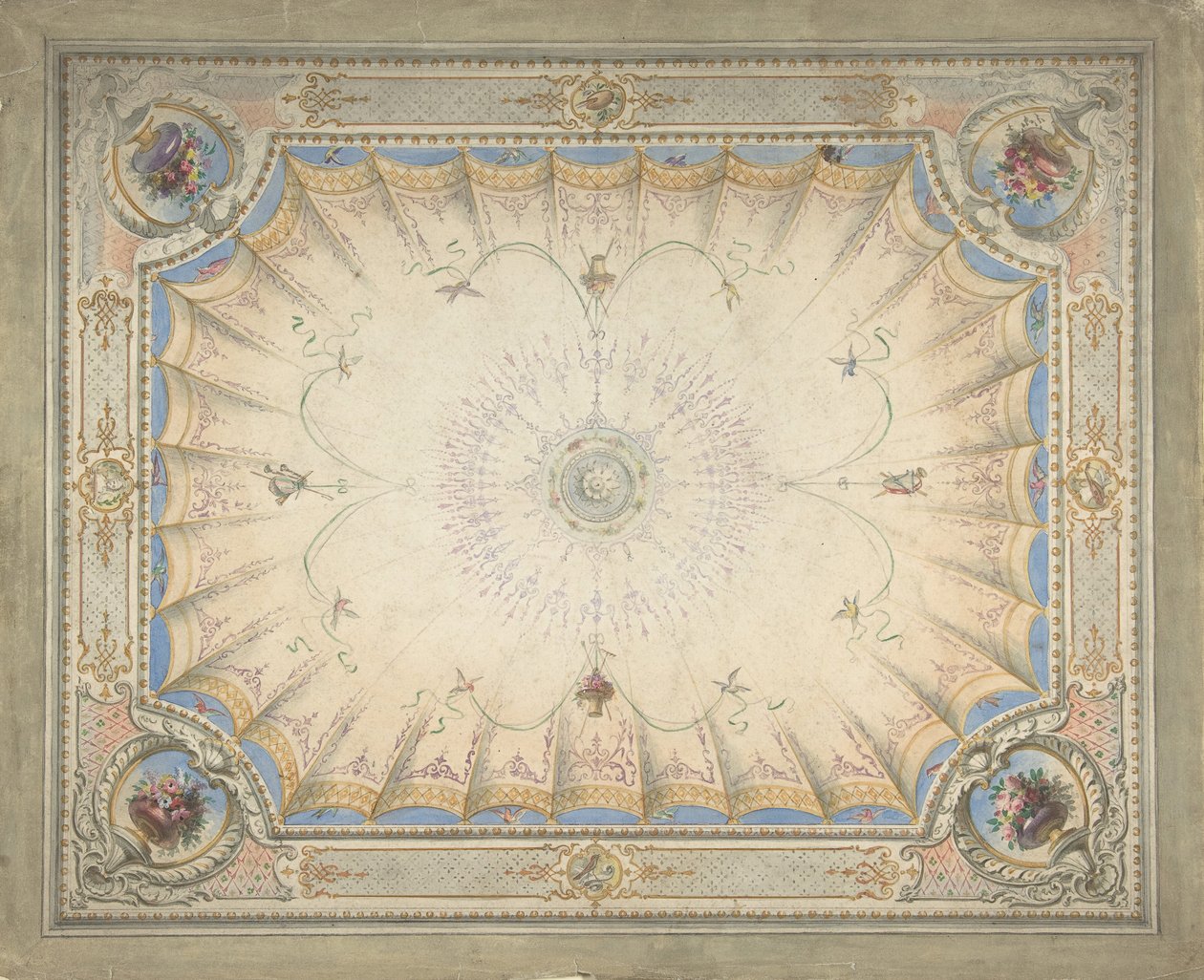 Conception de plafond pour le boudoir, Ardgowan, vers 1868 - J. S. Pearse.