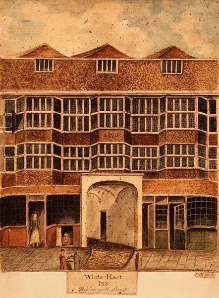 Auberge du Cerf Blanc, Bishopsgate Street, vers 1810 - J. Williams