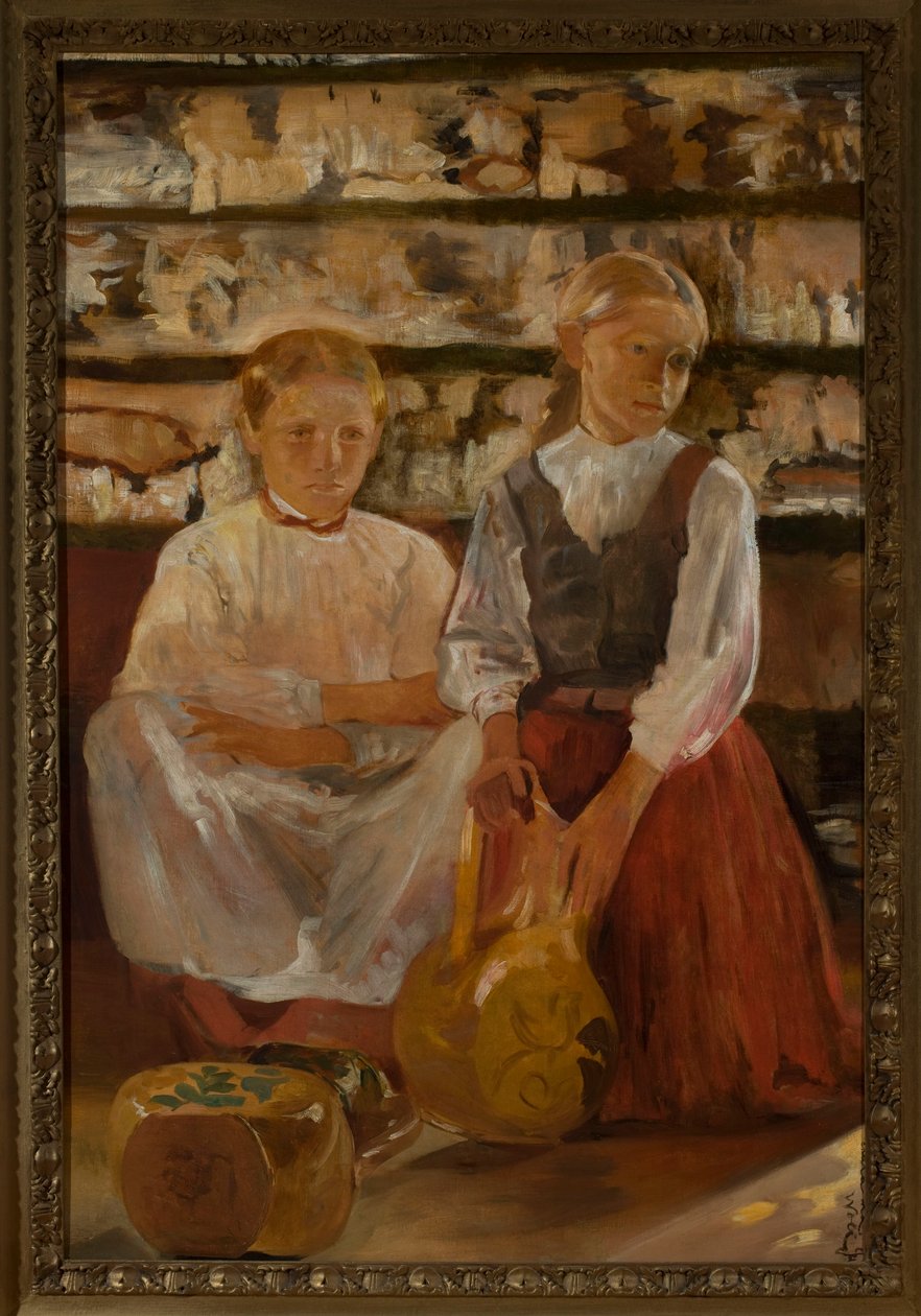 Deux petites filles avec une cruche - Jacek Malczewski
