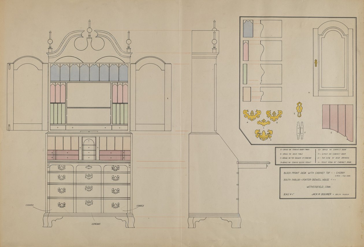 Bureau à façade en bloc avec dessus de cabinet - Jack Bochner