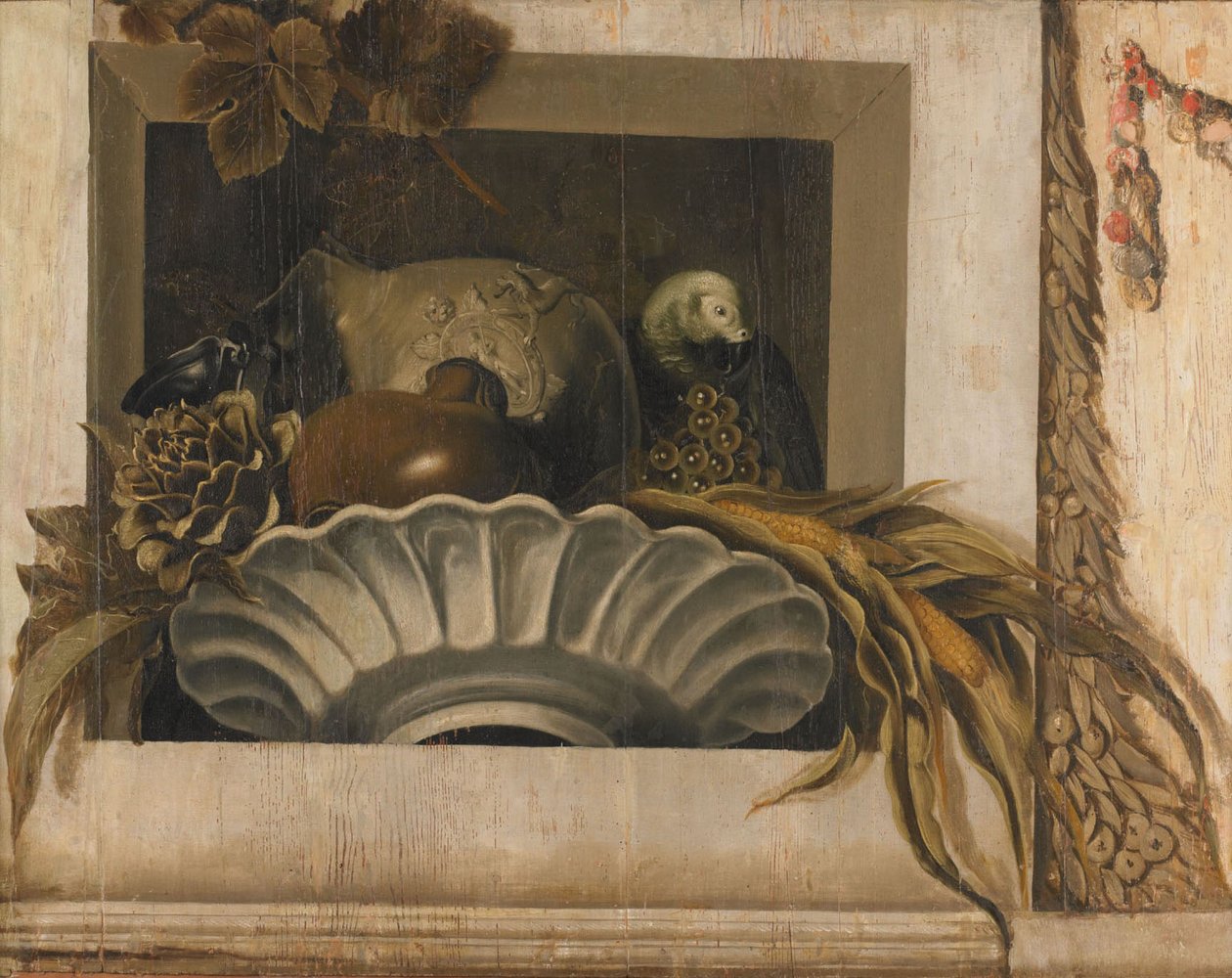 Nature morte de légumes et un perroquet dans une niche - Jacob van Campen