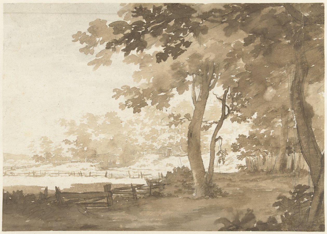 Paysage avec un chemin sous les arbres - Jacob  Cats