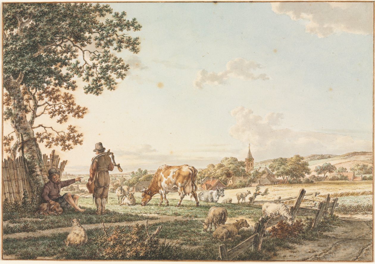 Paysage pastoral avec village - Jacob Cats