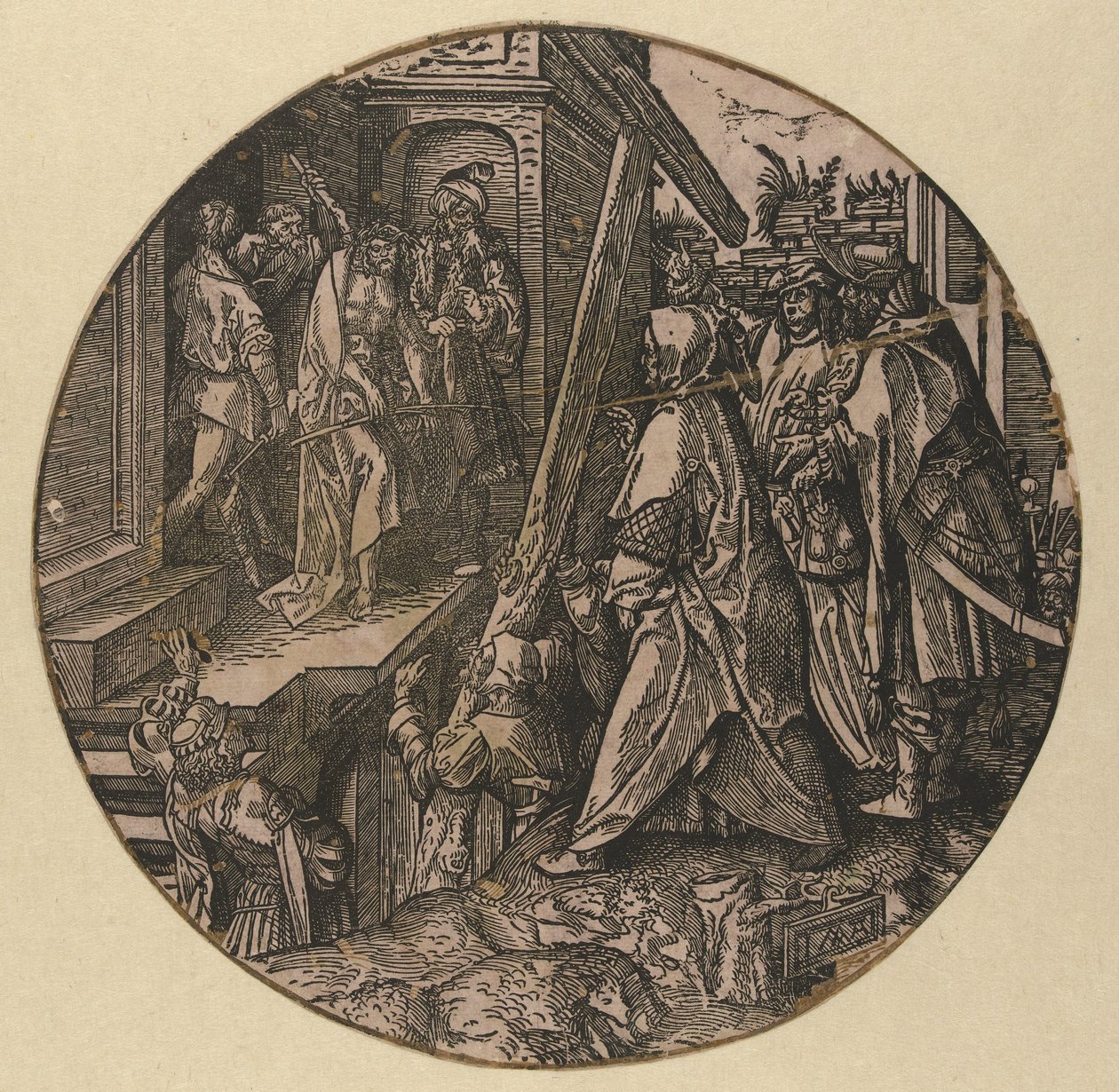 Pilate présente le Christ au peuple (Ecce Homo) (La Passion Ronde) - Jacob Cornelisz van Oostsanen