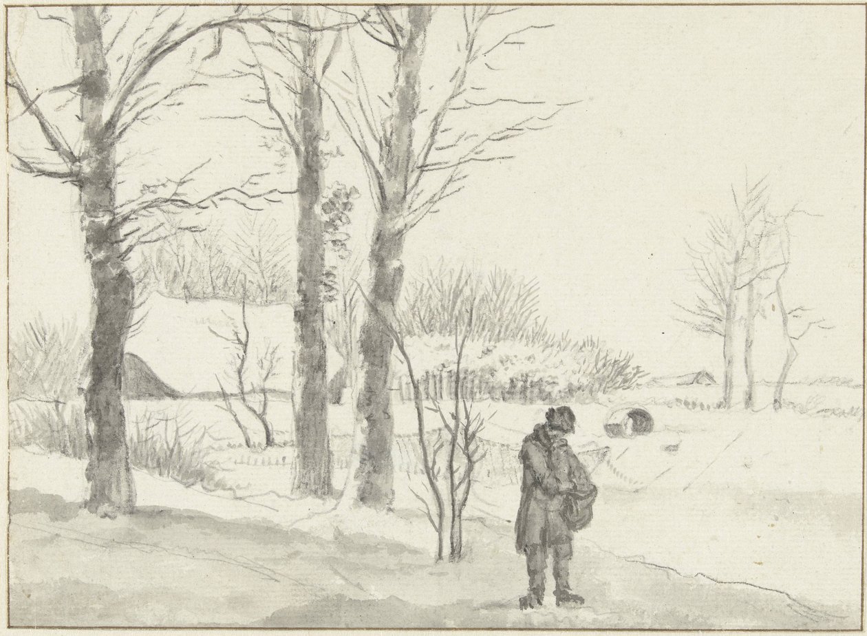 Paysage enneigé avec homme debout - Jacob Ernst Marcus