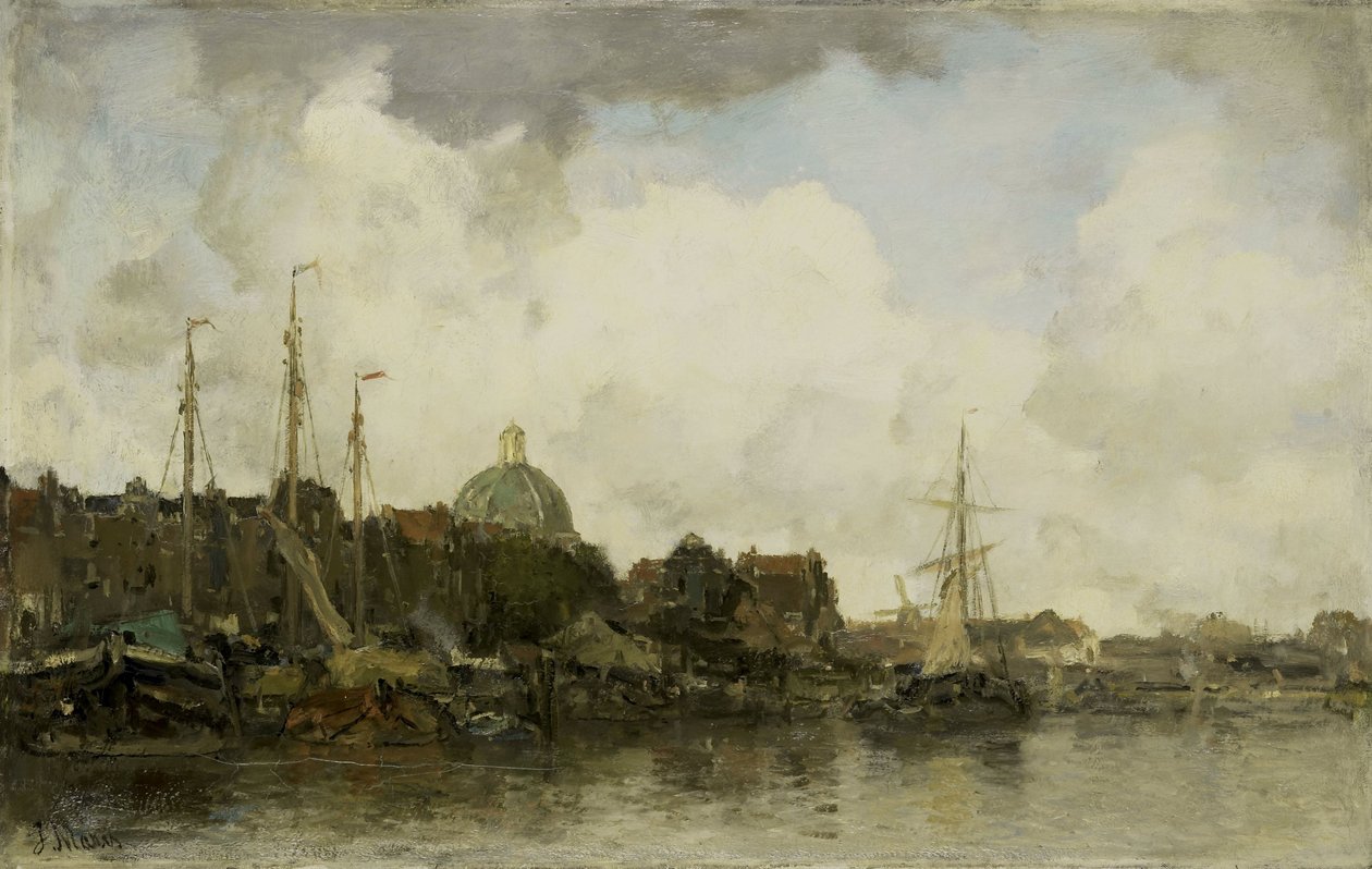Paysage urbain avec une église à dôme - Jacob Henricus or Hendricus Maris