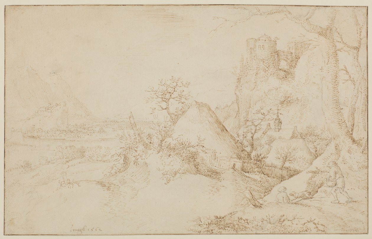 Paysage avec deux paysans et un chien, c.1525-69 - Jacob I Savery