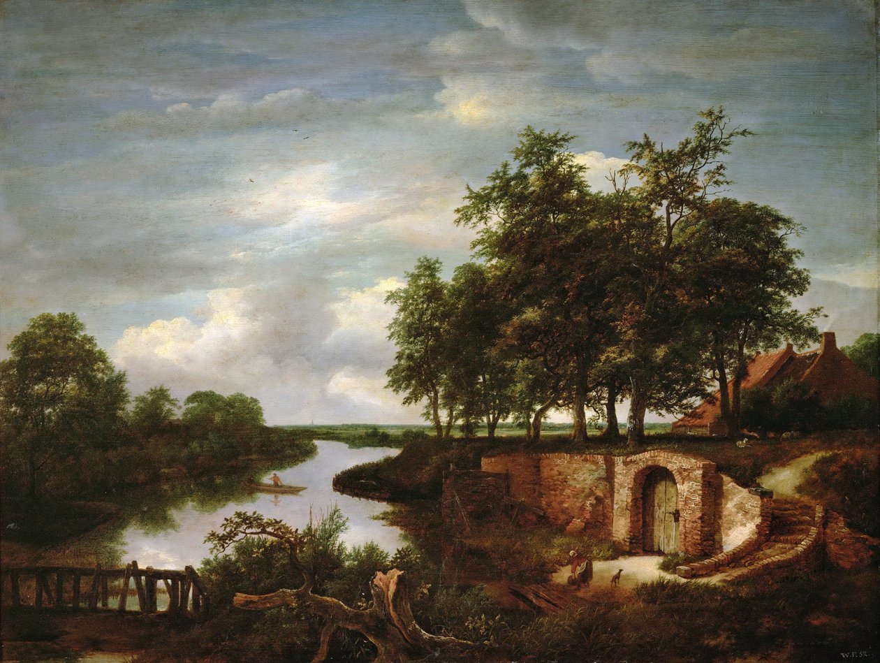 Paysage fluvial avec une entrée de cave - Jacob van Ruisdael