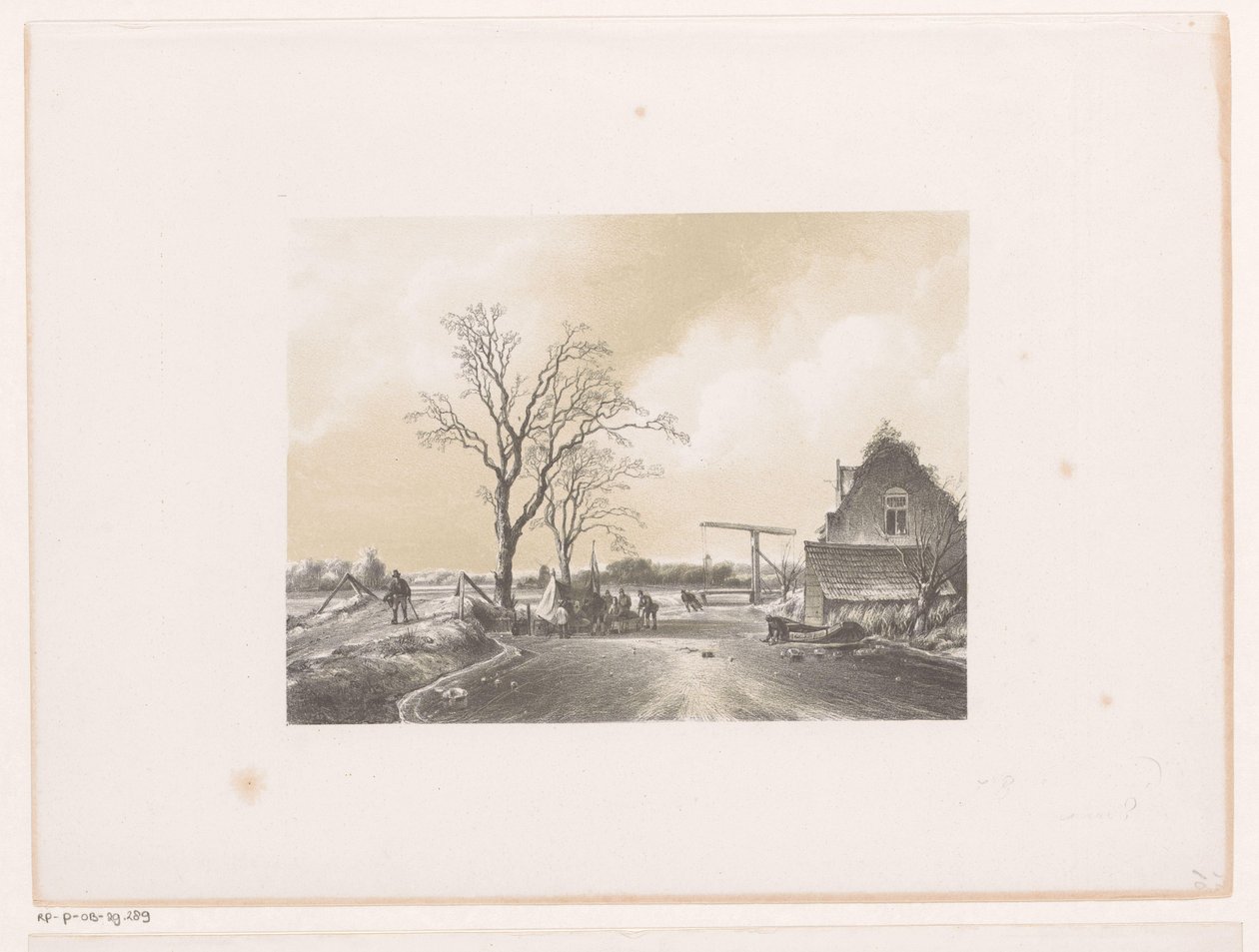 Rivière gelée avec stand de nourriture et boissons - Jacob Jan van der Maaten (attributed to)