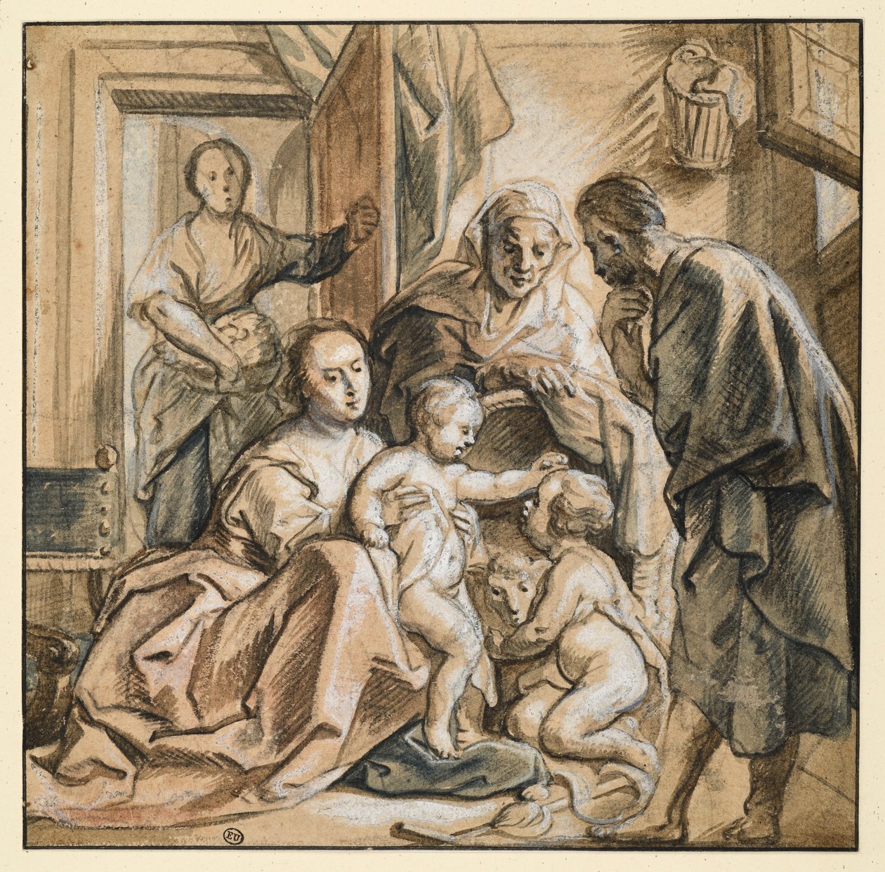 La Sainte Famille avec Élisabeth et le petit saint Jean - Jacob Jordaens