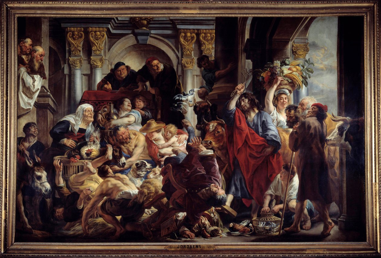 Jésus chassant les marchands du temple. Peinture de Jacob Jordaens, 17e siècle - Jacob Jordaens