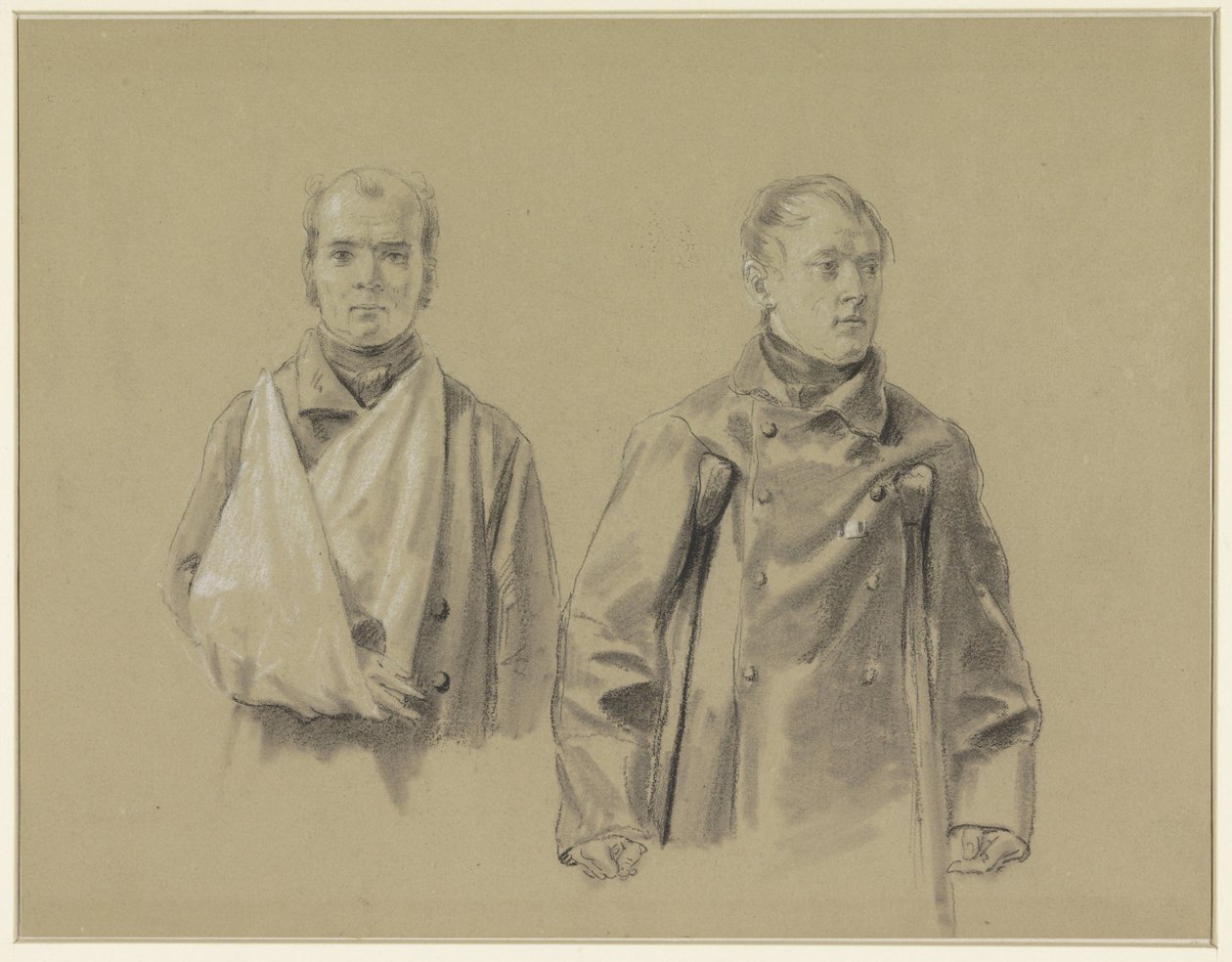 Deux soldats blessés, le gauche avec son bras en écharpe, le droit avec des béquilles - Jacob Joseph Eeckhout