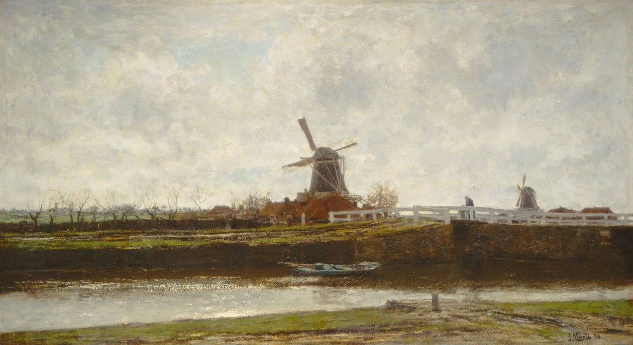 Vue du moulin et du pont sur le Noordwest Buitensingel à La Haye - Jacob Maris