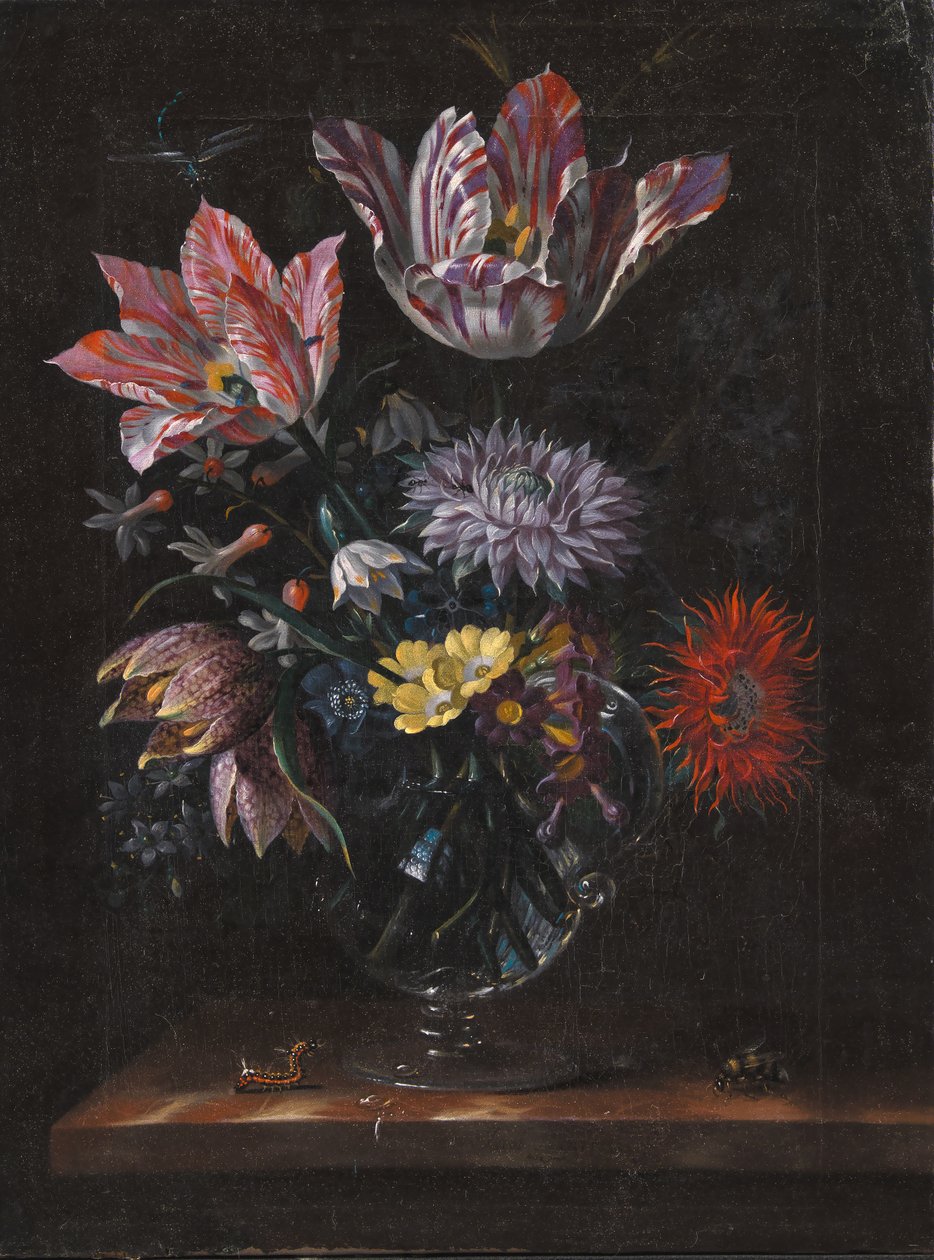 Un vase en verre avec des fleurs - Jacob Marrel